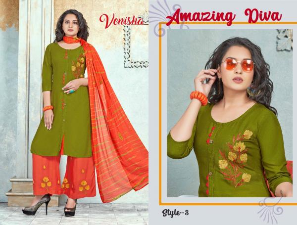 Venisha Natural-Rayon-Kurti-With-Bottom-And-Dupatta